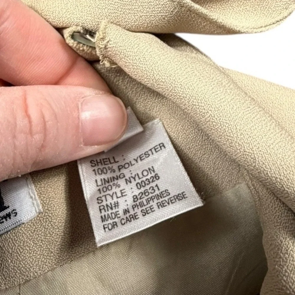 Vintage Newport News Tan Pinafore Midi Dress Square Neck Overall Style Petite 4‎